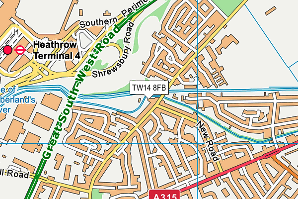 TW14 8FB map - OS VectorMap District (Ordnance Survey)