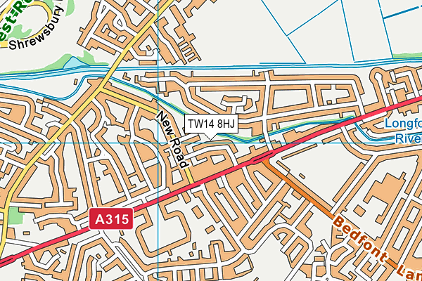 TW14 8HJ map - OS VectorMap District (Ordnance Survey)