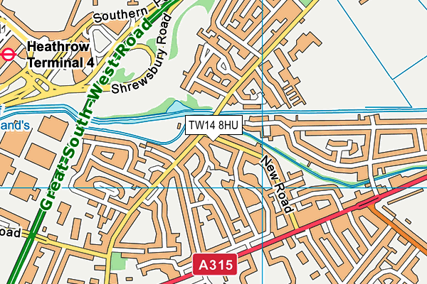 TW14 8HU map - OS VectorMap District (Ordnance Survey)