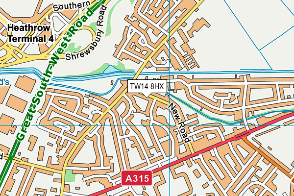 TW14 8HX map - OS VectorMap District (Ordnance Survey)