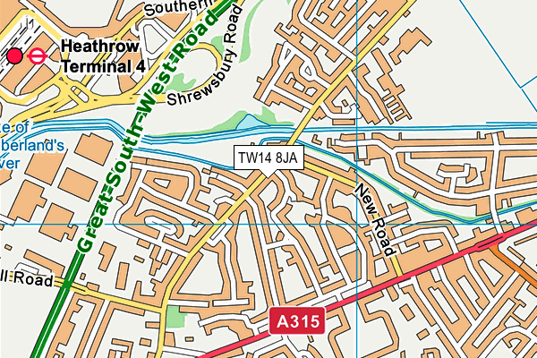 TW14 8JA map - OS VectorMap District (Ordnance Survey)