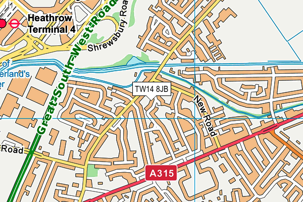 TW14 8JB map - OS VectorMap District (Ordnance Survey)
