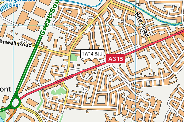 TW14 8JU map - OS VectorMap District (Ordnance Survey)