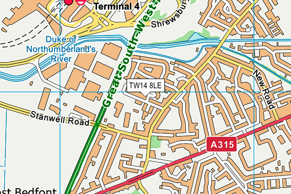 TW14 8LE map - OS VectorMap District (Ordnance Survey)