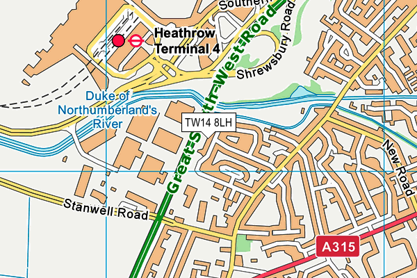 TW14 8LH map - OS VectorMap District (Ordnance Survey)