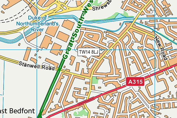 TW14 8LJ map - OS VectorMap District (Ordnance Survey)