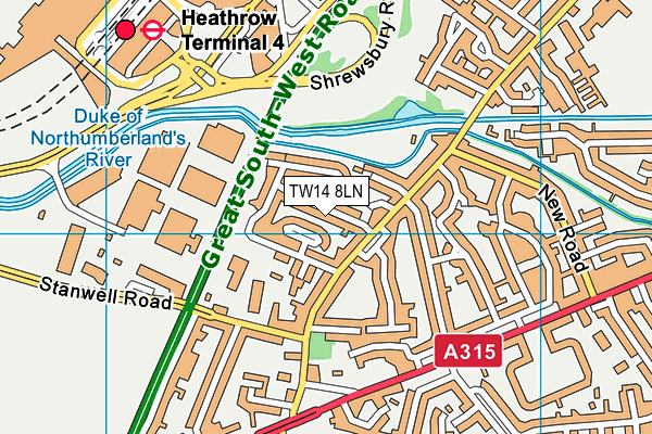 TW14 8LN map - OS VectorMap District (Ordnance Survey)