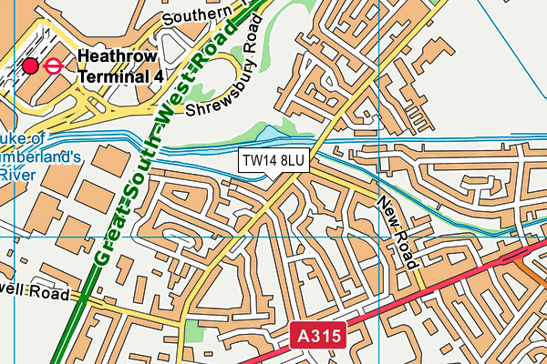 TW14 8LU map - OS VectorMap District (Ordnance Survey)