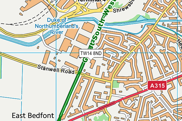 TW14 8ND map - OS VectorMap District (Ordnance Survey)