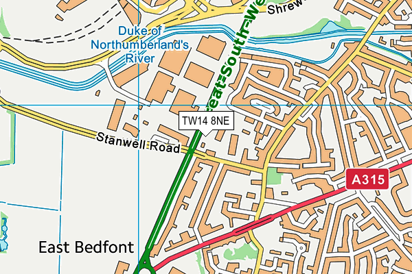 TW14 8NE map - OS VectorMap District (Ordnance Survey)