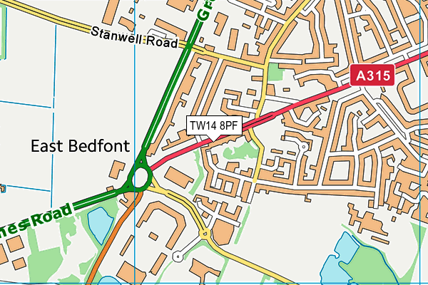 TW14 8PF map - OS VectorMap District (Ordnance Survey)