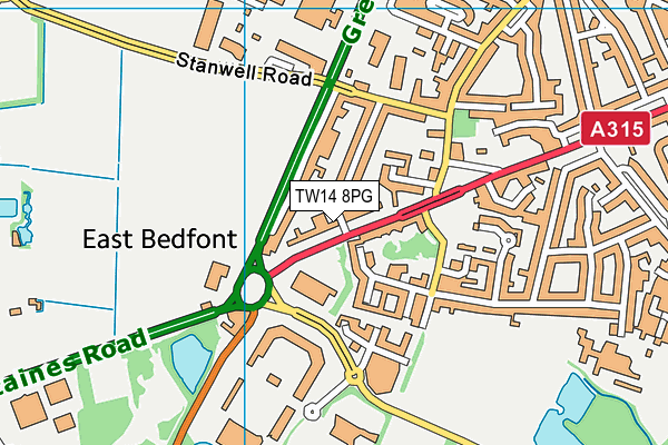 TW14 8PG map - OS VectorMap District (Ordnance Survey)