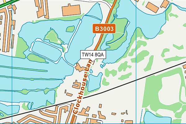 Princes Sporting Club (Closed) map (TW14 8QA) - OS VectorMap District (Ordnance Survey)