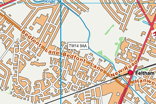 TW14 9AA map - OS VectorMap District (Ordnance Survey)