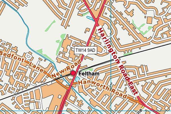 TW14 9AD map - OS VectorMap District (Ordnance Survey)