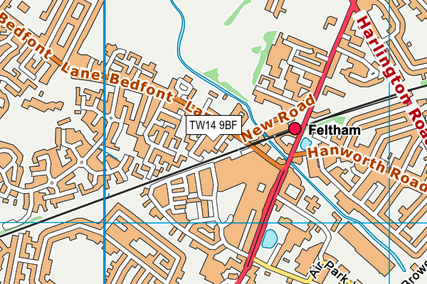 TW14 9BF map - OS VectorMap District (Ordnance Survey)