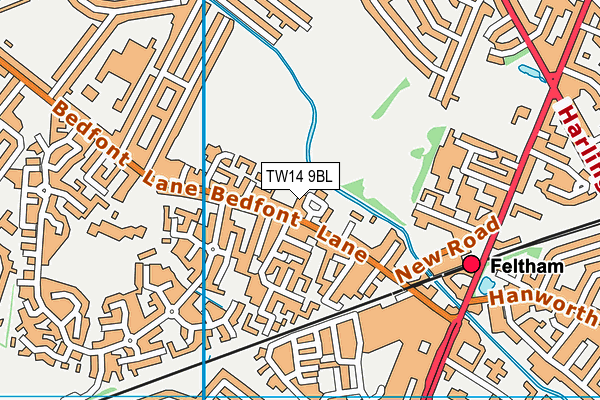 TW14 9BL map - OS VectorMap District (Ordnance Survey)