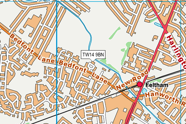 Glebelands Playing Fields map (TW14 9BN) - OS VectorMap District (Ordnance Survey)