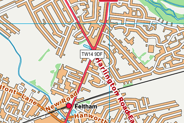 TW14 9DF map - OS VectorMap District (Ordnance Survey)