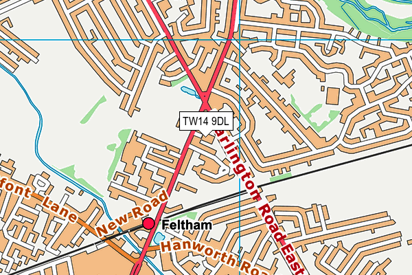 TW14 9DL map - OS VectorMap District (Ordnance Survey)