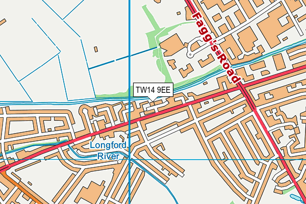TW14 9EE map - OS VectorMap District (Ordnance Survey)