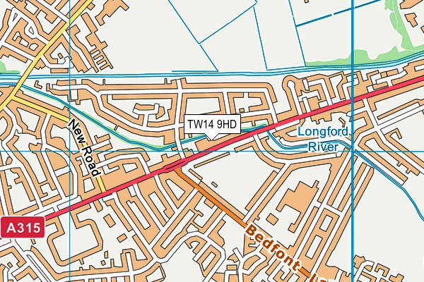TW14 9HD map - OS VectorMap District (Ordnance Survey)