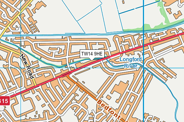 TW14 9HE map - OS VectorMap District (Ordnance Survey)