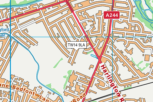 TW14 9LA map - OS VectorMap District (Ordnance Survey)