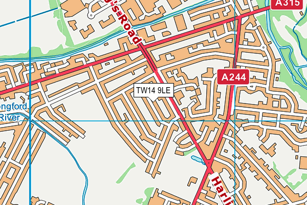 TW14 9LE map - OS VectorMap District (Ordnance Survey)
