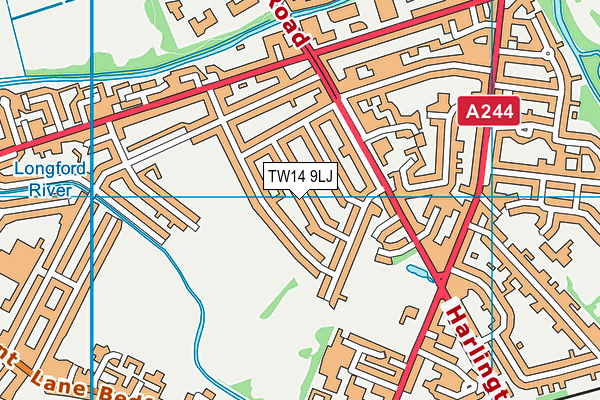 TW14 9LJ map - OS VectorMap District (Ordnance Survey)
