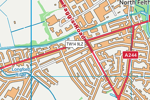 TW14 9LZ map - OS VectorMap District (Ordnance Survey)