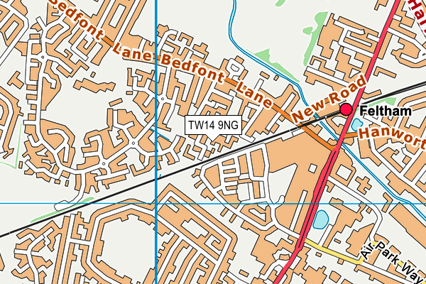 TW14 9NG map - OS VectorMap District (Ordnance Survey)