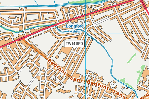 TW14 9PD map - OS VectorMap District (Ordnance Survey)