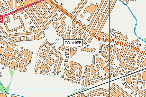 TW14 9PF map - OS VectorMap District (Ordnance Survey)