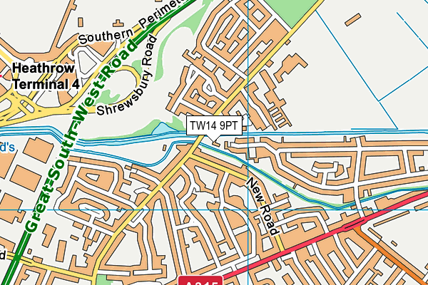 TW14 9PT map - OS VectorMap District (Ordnance Survey)