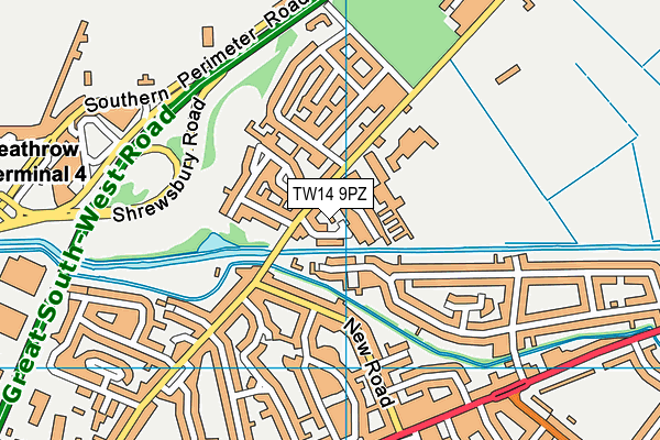 TW14 9PZ map - OS VectorMap District (Ordnance Survey)