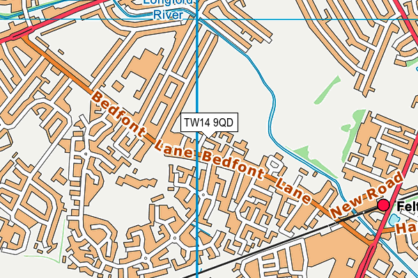 TW14 9QD map - OS VectorMap District (Ordnance Survey)