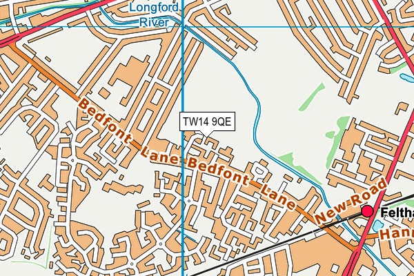 TW14 9QE map - OS VectorMap District (Ordnance Survey)
