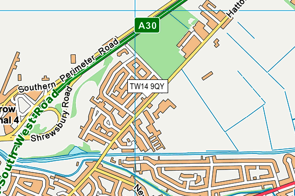 TW14 9QY map - OS VectorMap District (Ordnance Survey)