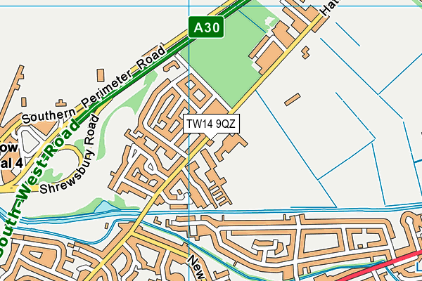Bedfont Primary School map (TW14 9QZ) - OS VectorMap District (Ordnance Survey)