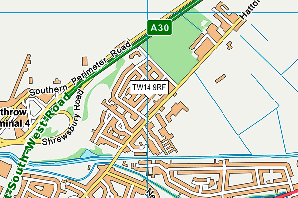 TW14 9RF map - OS VectorMap District (Ordnance Survey)