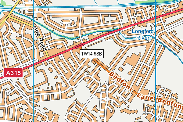 TW14 9SB map - OS VectorMap District (Ordnance Survey)