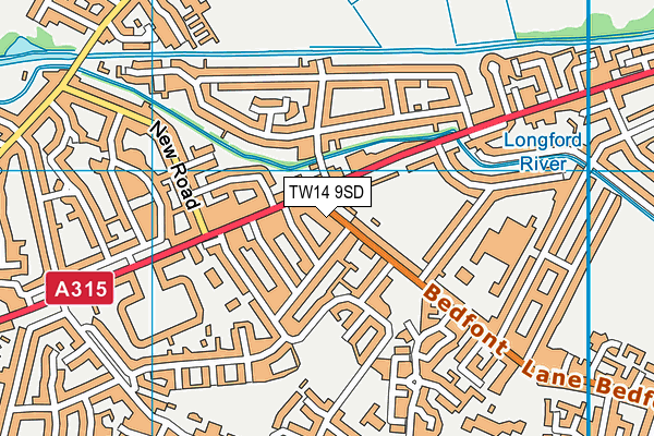 TW14 9SD map - OS VectorMap District (Ordnance Survey)