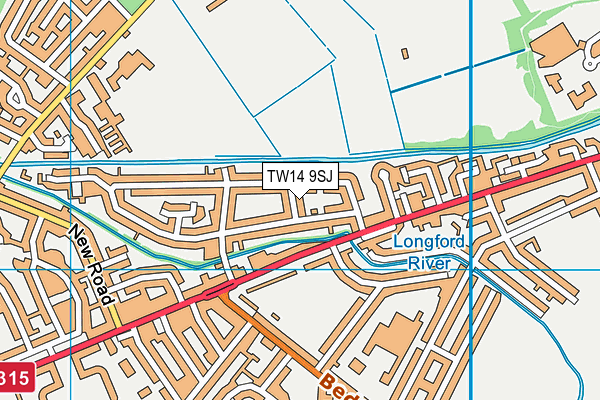 TW14 9SJ map - OS VectorMap District (Ordnance Survey)