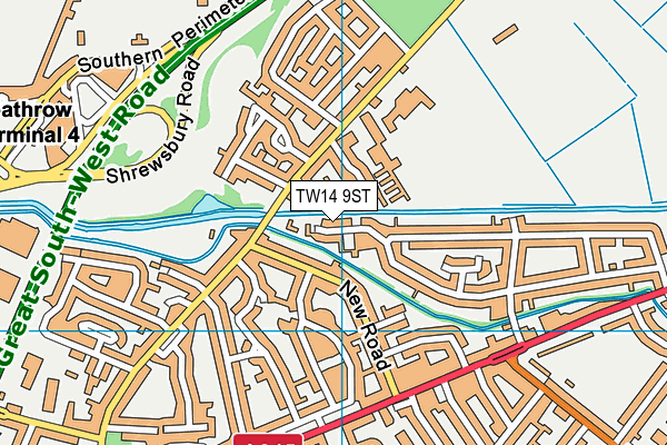 TW14 9ST map - OS VectorMap District (Ordnance Survey)