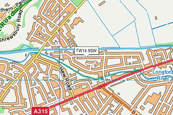 TW14 9SW map - OS VectorMap District (Ordnance Survey)
