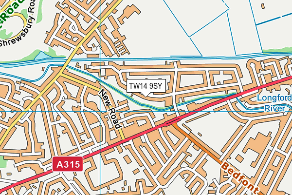 TW14 9SY map - OS VectorMap District (Ordnance Survey)