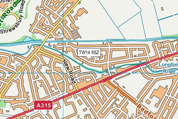 TW14 9SZ map - OS VectorMap District (Ordnance Survey)