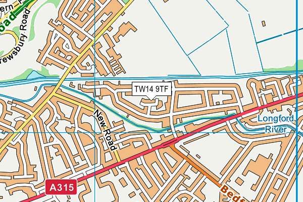 TW14 9TF map - OS VectorMap District (Ordnance Survey)