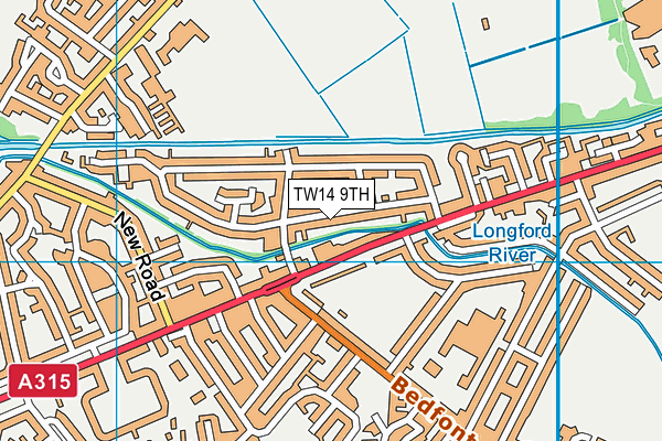 TW14 9TH map - OS VectorMap District (Ordnance Survey)